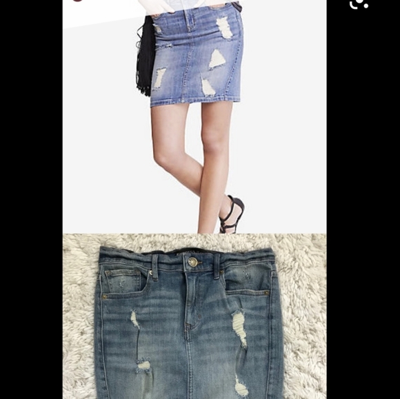 Express distressed denim pencil skirt - Picture 5 of 12